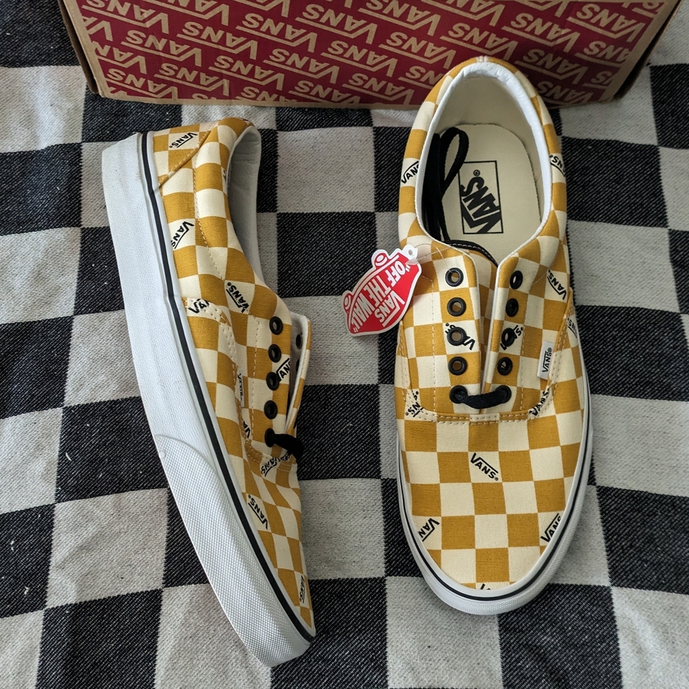 Vans Era Big Check Men 11.5 Yolk Yellow And White Classic 072026 - Picture 2 of 10
